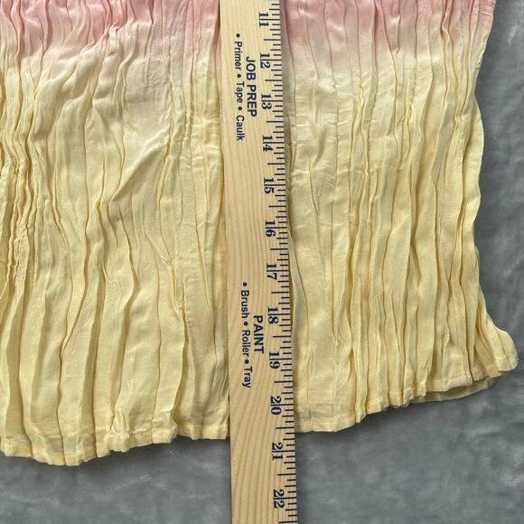 J Jill Top Womens XXSP 2XS Petite Pink Yellow Ombre Silk Crinkle Button Up - Picture 9 of 16